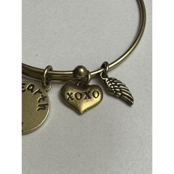 Gold Tone Adjustable Niece Charm Bangle Bracelet Angel Wing Tree of Life - Picture 3 of 5